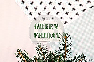 Green Friday is the new Black Friday. Make Friday Green Again. Overproduction contributes environmental problems Stock Photo