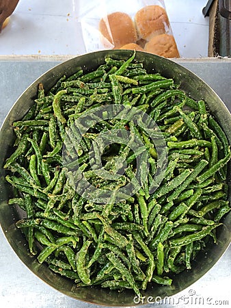 Green fried chilli Stock Photo