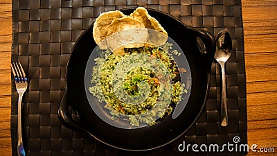 Green Fried Rice asian food Stock Photo