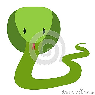 Green friendly cobra snake in flat style, vector Vector Illustration