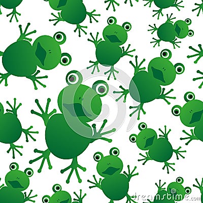 Green frog animal looks at you seamless pattern Vector Illustration