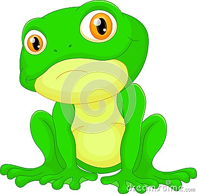 Green frog sitting cartoon Vector Illustration