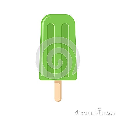 Green fruit ice. popsicle ice cream on a stick Vector Illustration