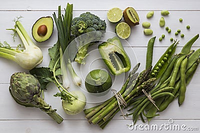 Green fruits and vegetables for cooking Stock Photo