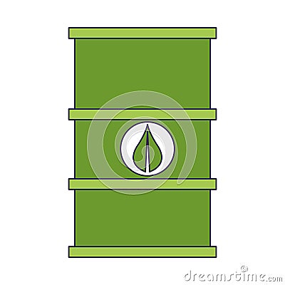 Green fuel barrel symbol blue lines Vector Illustration