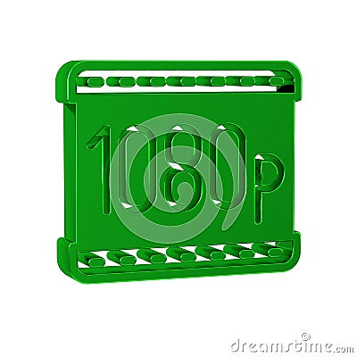 Green Full HD 1080p icon isolated on transparent background. Stock Photo