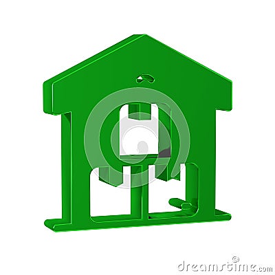 Green Full warehouse icon isolated on transparent background. Stock Photo