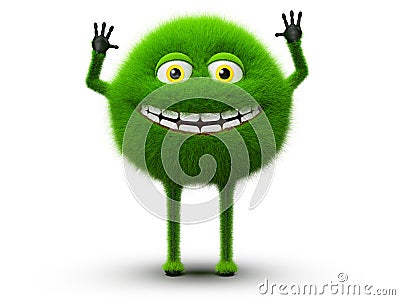 Green furry monster Stock Photo