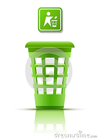 Green garbage basket with indicator Vector Illustration