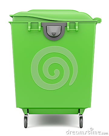 Green garbage container isolated on white Stock Photo