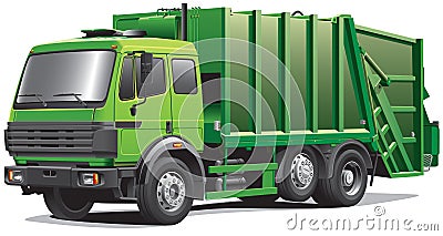 Green garbage truck Vector Illustration