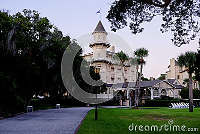 Green garden of Jekyll Island Club. Editorial Stock Photo