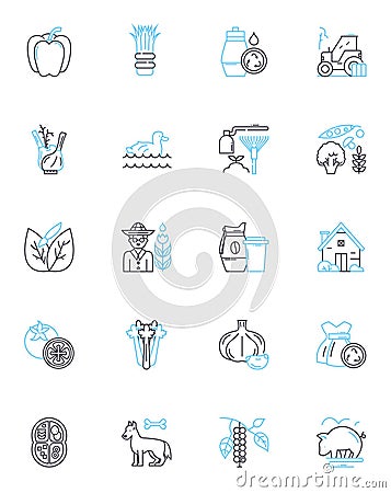 Green garden linear icons set. Sustainable, Verdant, Luscious, Eco-friendly, Fresh, Blooming, Organic line vector and Vector Illustration