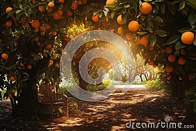 Green garden sunset orange field agricultural sky plant nature organic crop Stock Photo