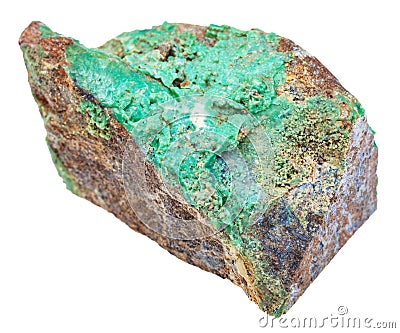 Green Garnierite stone nickel ore isolated Stock Photo