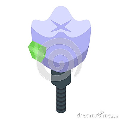 Green gem tooth icon isometric vector. Dental care Stock Photo