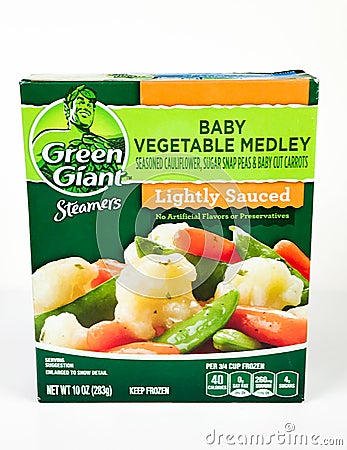 Green Giant Steamers Baby Vegetable Frozen Vegetables on a White Backdrop Editorial Stock Photo