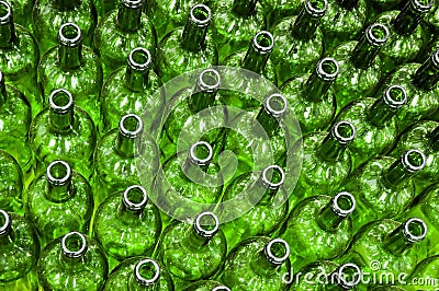 Green glass bottles Stock Photo