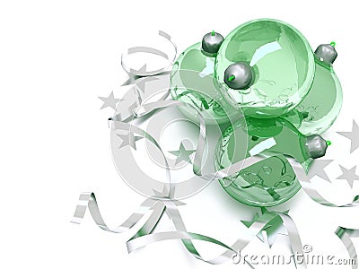 Green glass Christmas toys Stock Photo