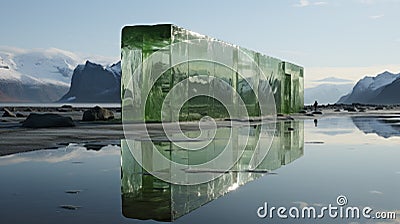 Minimalist Green Architecture In Vatnajokull: Tonal Landscapes And Recycled Interventions Stock Photo