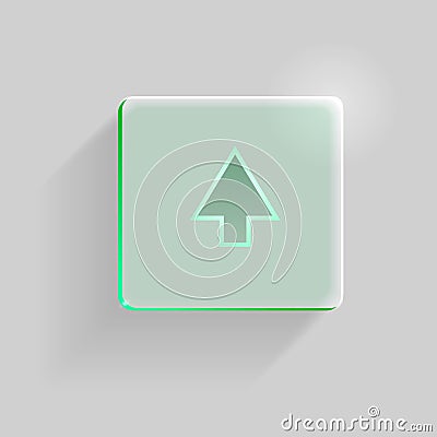 Green glass icon with arrow Vector Illustration