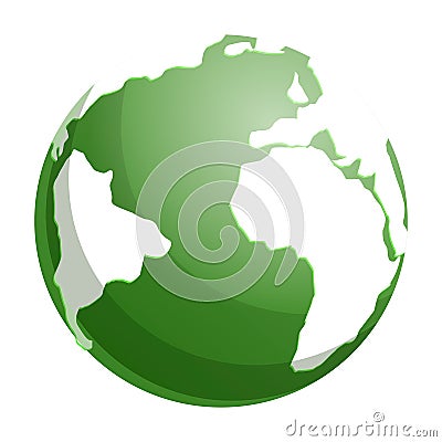 Green globe earth icon, cartoon style Vector Illustration