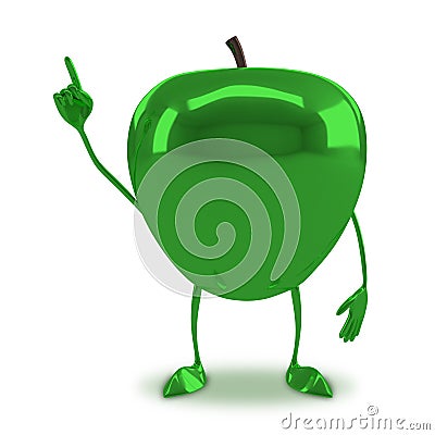 Green glossy apple character Stock Photo