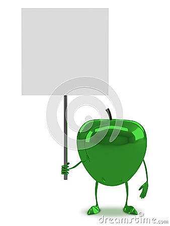 Green glossy apple character Stock Photo