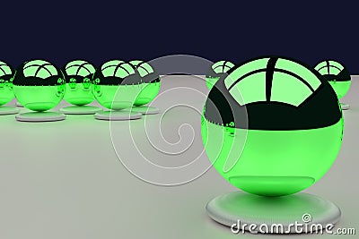 Green glossy balls Stock Photo