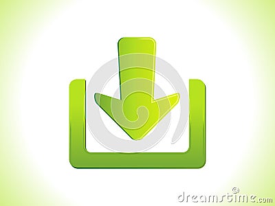 Green glossy download icon Vector Illustration