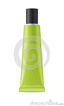 Green glossy metal tube for glue Vector Illustration