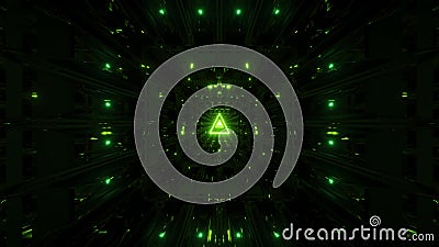 Green glowing holy wireframe 3d illustration background wallpaper with shine Cartoon Illustration