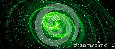 Green glowing spinning spreader abstract widescreen background Stock Photo