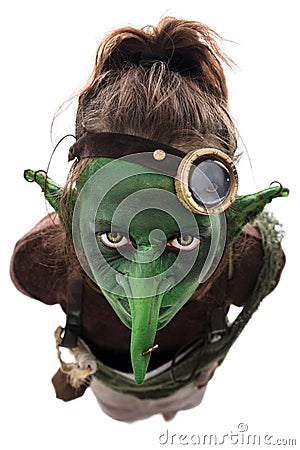 Green goblin with a long nose Stock Photo