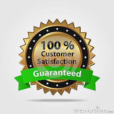 Green and Gold Customer Satisfaction Guarantee Vector Illustration