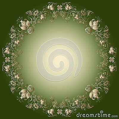 Green-gold easter frame Vector Illustration