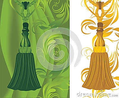 Green and golden tassel Vector Illustration