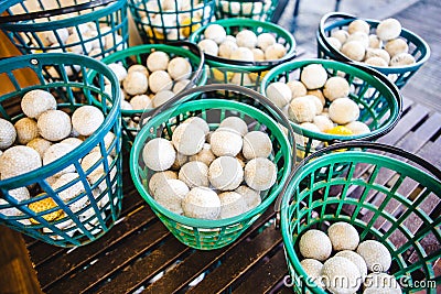 Green Golf Course Series - Ball basket Stock Photo