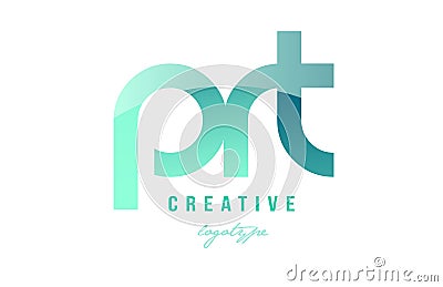 green gradient pastel modern prt p r t alphabet letter logo comb Vector Illustration