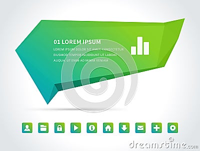 Green gradient realistic polygonal speech bubble infographics scheme web icons set template vector Vector Illustration