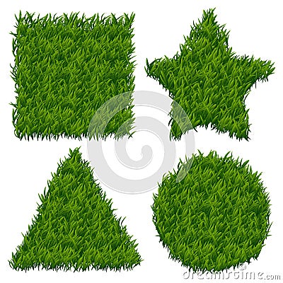 Green grass banners set Vector Illustration