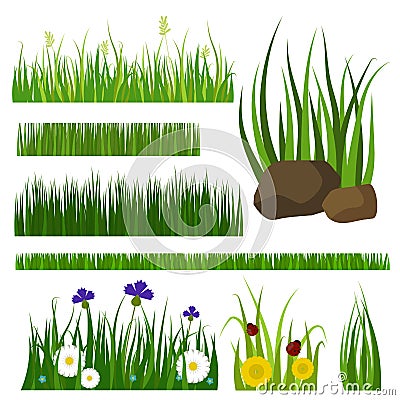 Green grass border plant lawn nature meadow ecology summer gardening vector illustration Vector Illustration
