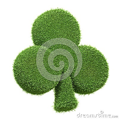 Ace of club playing card symbol, depicted with green grass texture, isolated on a white background Cartoon Illustration