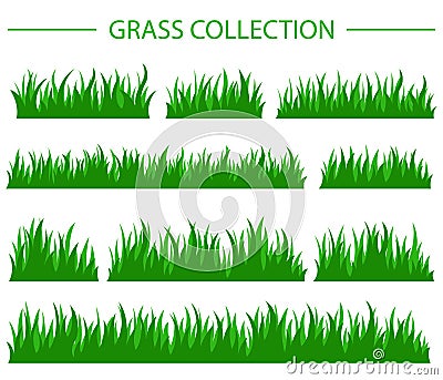 Green grass collection Cartoon Illustration