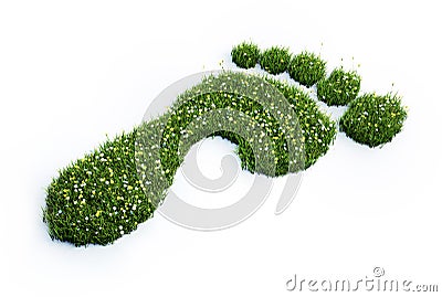 Green grass footprint - ecology 3D illustration Cartoon Illustration