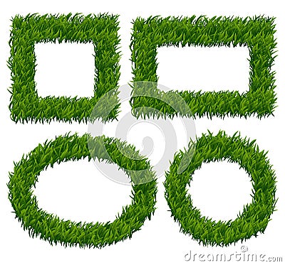 Green grass frames vector set Vector Illustration
