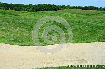 Golf course landscape. golf course in the middle of the field Stock Photo