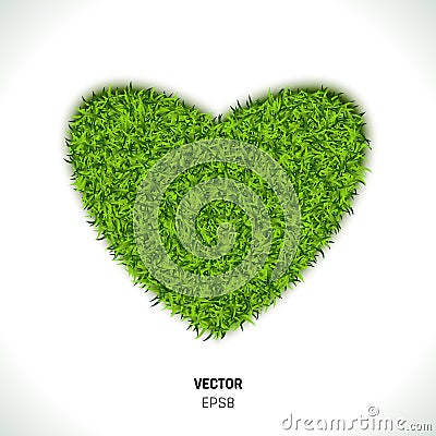 Green Grass Heart Vector Illustration