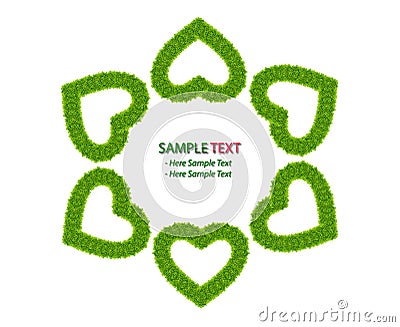 Green grass love heart frame isolated Stock Photo