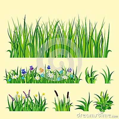 Green grass nature design elements vector illustration grow agriculture nature background Vector Illustration